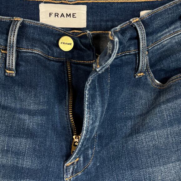 FRAME SZ 26 Le High Skinny Crop Jeans Distressed Zip-Fly Mid-Rise Fray Gaby Wash - Picture 7 of 11
